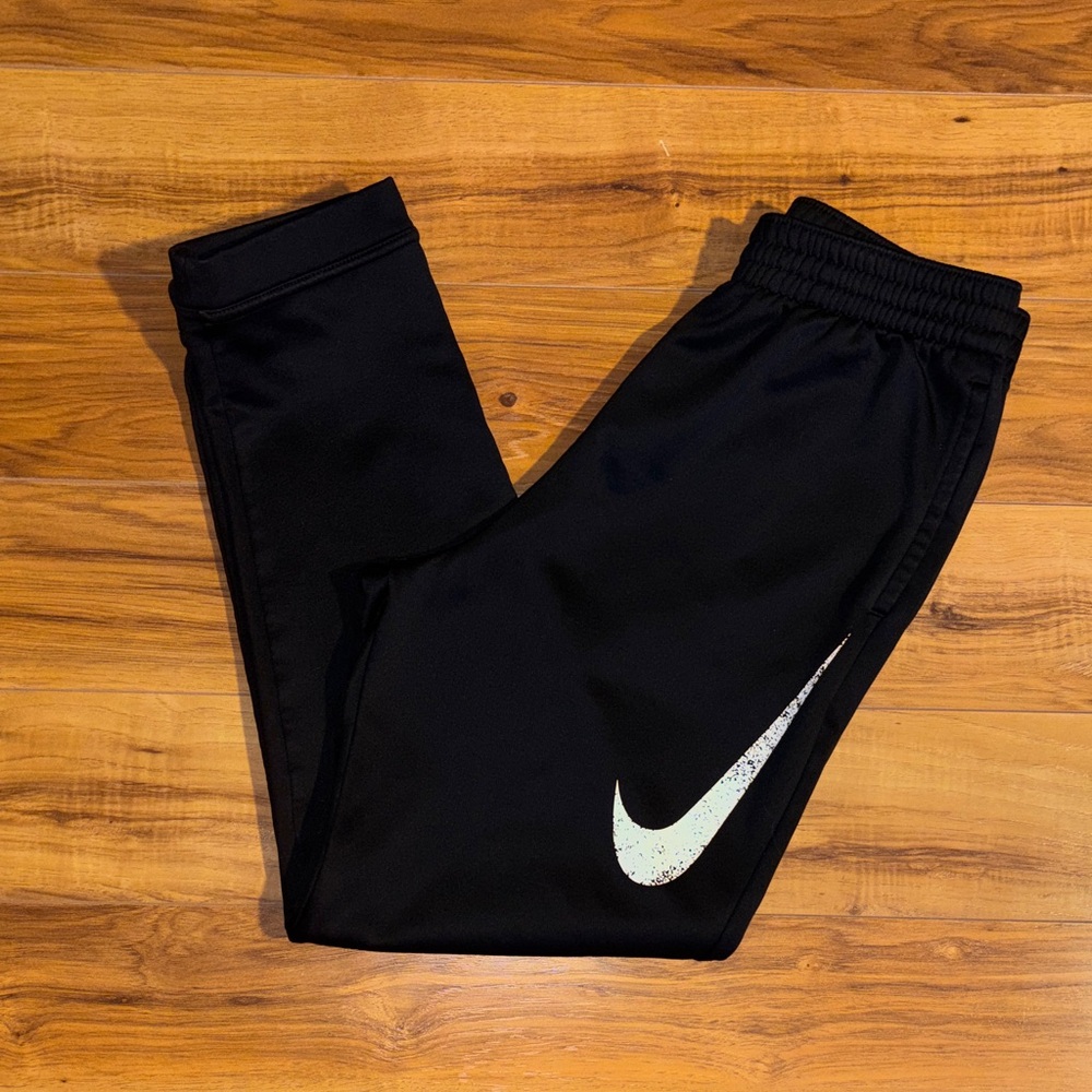 Nike Black Youth Sweatpants Joggers with White Swoosh - Youth X-Large